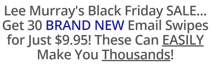 [GET] Lee Murray – BLACK FRIDAY: 30 BRAND NEW Promo Email Swipes! Download
